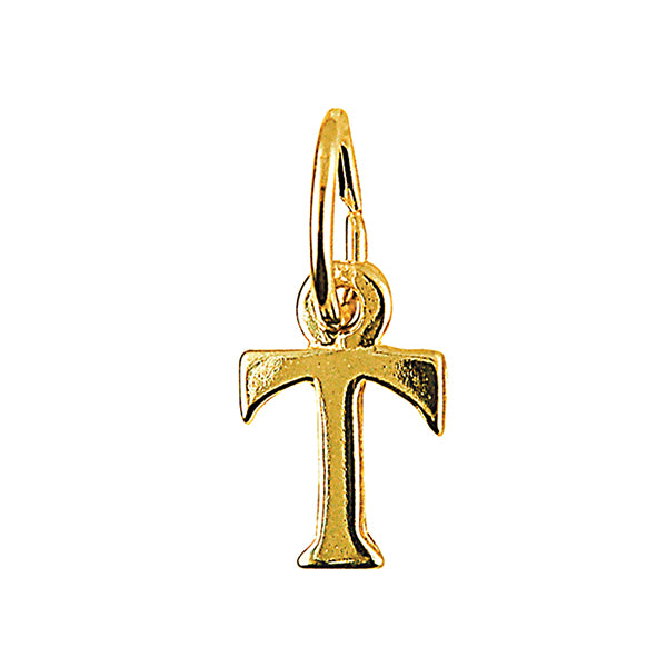 Block Initial Charm — T, 9kt WG